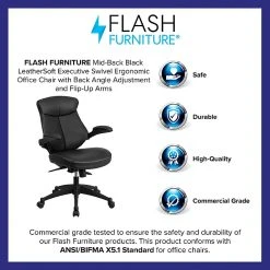 Flash Furniture Leather Mid-Back Exec Swivel Office Chair W/Back Angle Adj & Flip-Up Arms, Black (BLZP804) -Cheap The Flex Chair Store unnamed file 296