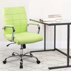 Flash Furniture Mid-Back, Green Vinyl Executive Swivel Office Chair With Chrome Arms [GO-2240-GN-GG] -Cheap The Flex Chair Store unnamed file 2982