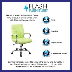 Flash Furniture Mid-Back, Green Vinyl Executive Swivel Office Chair With Chrome Arms [GO-2240-GN-GG] -Cheap The Flex Chair Store unnamed file 2984
