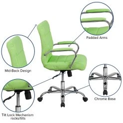 Flash Furniture Mid-Back, Green Vinyl Executive Swivel Office Chair With Chrome Arms [GO-2240-GN-GG] -Cheap The Flex Chair Store unnamed file 2985