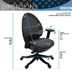 Techni Mobili Deco Lux Ergonomic Mesh Swivel Executive Chair, Black (RTA-1819C-BK) -Cheap The Flex Chair Store unnamed file 3005