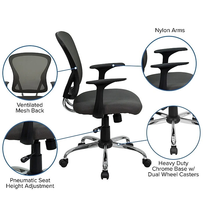 Flash Furniture Mid-Back Office Chair, Dark Gray 7 Flash Furniture Mid-Back Office Chair, Dark Gray - Image 5
