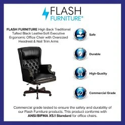 Flash Furniture Leathersoft Traditional Executive Chair, Black (CIJ600BK) -Cheap The Flex Chair Store unnamed file 3063