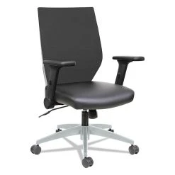 Alera Mesh Office Chair With Leather Pivot Arms , Gray