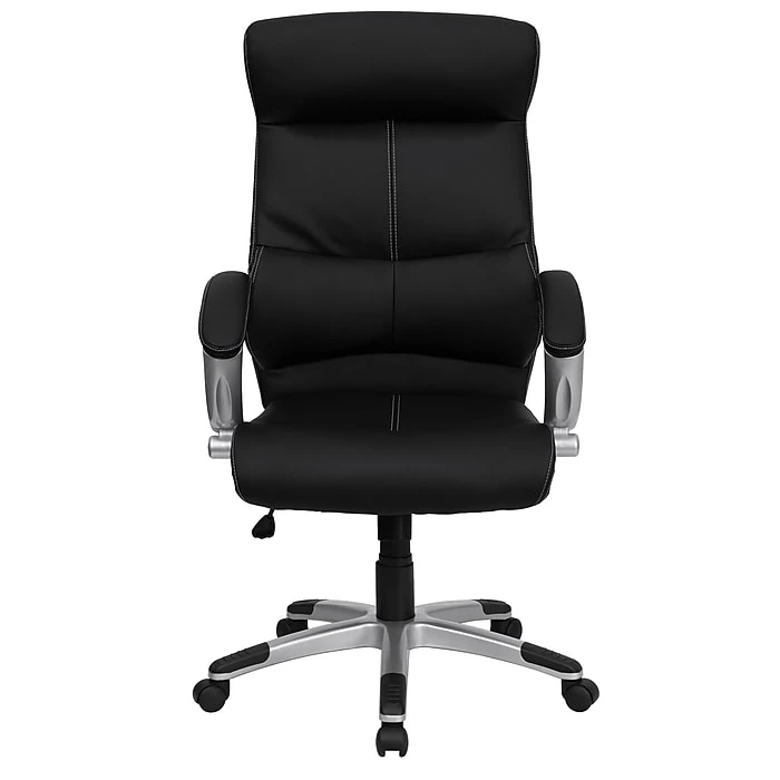 Flash Furniture High Back Leather Executive Office Chair With Contrasting White Stitch, Black 8 Flash Furniture High Back Leather Executive Office Chair With Contrasting White Stitch, Black - Image 6