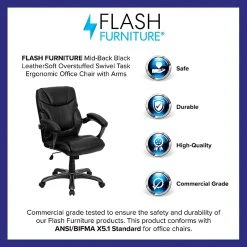 Flash Furniture Mid-Back Leather Overstuffed Office Chair, Black -Cheap The Flex Chair Store unnamed file 3232