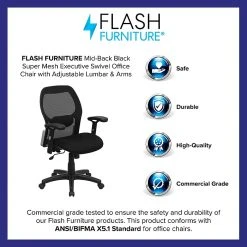 Flash Furniture Mid Back Super Mesh Office Chair With Black Fabric Seat, Black -Cheap The Flex Chair Store unnamed file 3239