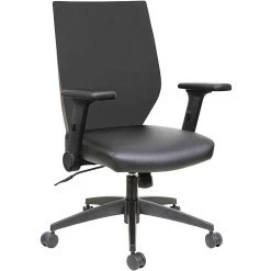 Alera® Mesh/Leather Chair With Pivot Arm , Black