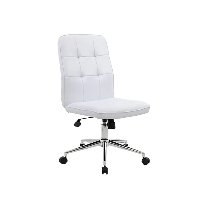 Boss Millennial Modern Faux Leather Computer And Desk Chair, White (B330-WT) 3 Boss Millennial Modern Faux Leather Computer And Desk Chair, White (B330-WT)