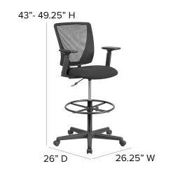 Flash Furniture Ergonomic Mid-Back Mesh Drafting Chair With Black Fabric Seat, Adjustable Foot Ring And Arms [GO-2100-A-GG] -Cheap The Flex Chair Store unnamed file 3591