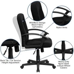 Flash Furniture Mid Back Fabric Task And Computer Chair, Black -Cheap The Flex Chair Store unnamed file 3614