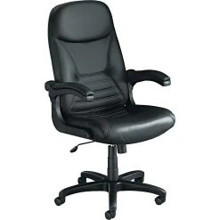 Safco Big & Tall Executive Leather Chair With Upholstered Arms, Black