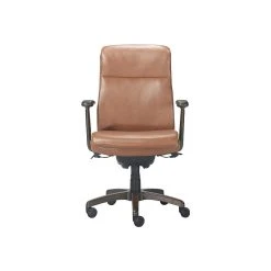 La-Z-Boy Dawson Ergonomic Faux Leather Swivel Executive Chair, Saddle Brown (CHR10083C)