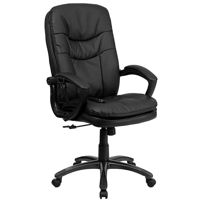 Flash Furniture Mid-Back Massaging Leather Executive Office Chair With Padded Loop Arms, Black 3 Flash Furniture Mid-Back Massaging Leather Executive Office Chair With Padded Loop Arms, Black