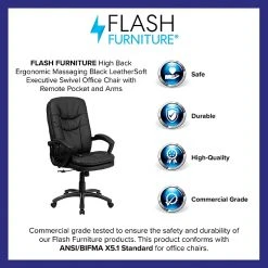 Flash Furniture Mid-Back Massaging Leather Executive Office Chair With Padded Loop Arms, Black 14 Flash Furniture Mid-Back Massaging Leather Executive Office Chair With Padded Loop Arms, Black -Cheap The Flex Chair Store unnamed file 3664