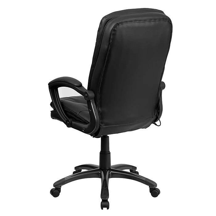 Flash Furniture Mid-Back Massaging Leather Executive Office Chair With Padded Loop Arms, Black 10 Flash Furniture Mid-Back Massaging Leather Executive Office Chair With Padded Loop Arms, Black - Image 8