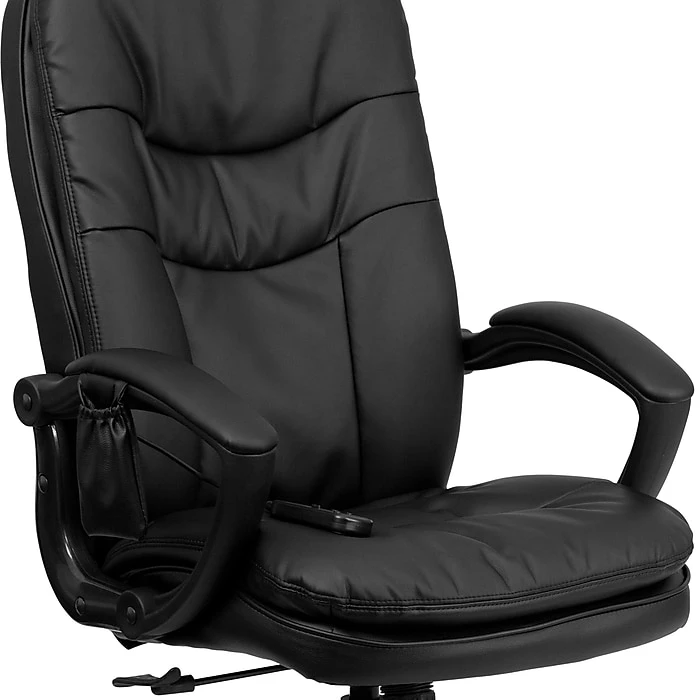 Flash Furniture Mid-Back Massaging Leather Executive Office Chair With Padded Loop Arms, Black 11 Flash Furniture Mid-Back Massaging Leather Executive Office Chair With Padded Loop Arms, Black - Image 9