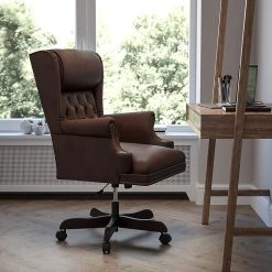 Flash Furniture CIJ600BRN Leathersoft Traditional Executive Chair, Brown -Cheap The Flex Chair Store unnamed file 3671
