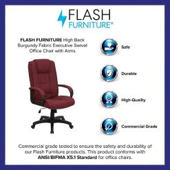 Flash Furniture High Back Fabric Executive Office Chair With Padded Nylon Arms, Burgundy -Cheap The Flex Chair Store unnamed file 3680