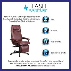 Flash Furniture High-Back LeatherSoft Executive Chair, Fixed Arms, Burgundy -Cheap The Flex Chair Store unnamed file 3691