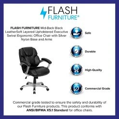 Flash Furniture Mid Back Leather Office Task Chair, Black -Cheap The Flex Chair Store unnamed file 3727