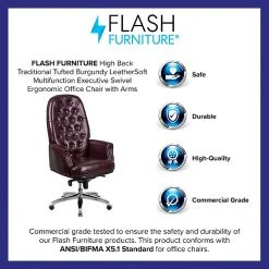 Flash Furniture Leather High Back Traditional Tufted Multifunction Executive Chair, Burgundy (BT90269HBY) -Cheap The Flex Chair Store unnamed file 3739