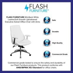 Flash Furniture Mid-Back Leather Executive Swivel Office Chair, White () -Cheap The Flex Chair Store unnamed file 3761