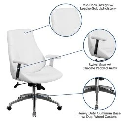 Flash Furniture Mid-Back Leather Executive Swivel Office Chair, White () -Cheap The Flex Chair Store unnamed file 3763