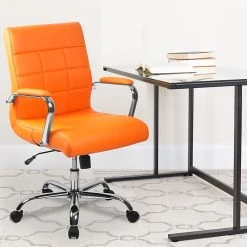 Flash Furniture Mid-Back, Orange Vinyl Executive Swivel Office Chair With Chrome Arms [GO-2240-ORG-GG] -Cheap The Flex Chair Store unnamed file 3775