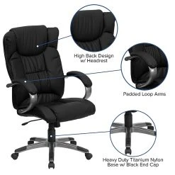 Flash Furniture High Back Leather Executive Office Chairs With Titanium Finish Loop Arms (BT9088BK) -Cheap The Flex Chair Store unnamed file 3802