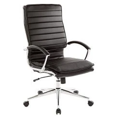 Office Star Pro-Line II Black Faux Leather High Back Manager's Chair With Chrome Finish Arms And Base (SPX23590C-U6)
