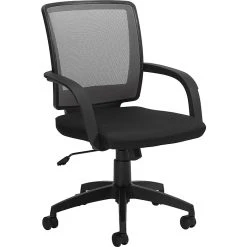 Global Offices To Go® Managers Chair, Mesh, Gray/Black, Seat: 18 1/2"Wx17 1/2"D, Back: 18 1/2"Hx17 1/2"W