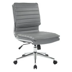 Office Star Pro-Line II Charcoal Gray Faux Leather Armless Mid-Back Manager's Chair With Chrome Finish Arms And Base (SPX23592C-U42)