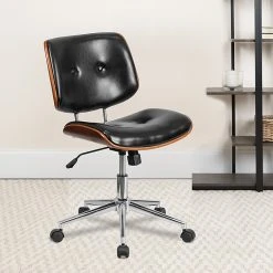 Flash Furniture Mid-Back Black Leather Ergonomic Wood Swivel Task Chair [SD-2658-5-GG] -Cheap The Flex Chair Store unnamed file 4406