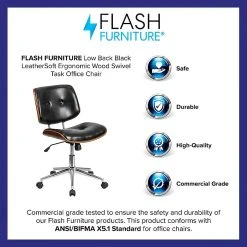 Flash Furniture Mid-Back Black Leather Ergonomic Wood Swivel Task Chair [SD-2658-5-GG] -Cheap The Flex Chair Store unnamed file 4408
