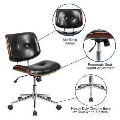 Flash Furniture Mid-Back Black Leather Ergonomic Wood Swivel Task Chair [SD-2658-5-GG] -Cheap The Flex Chair Store unnamed file 4409