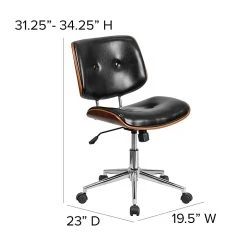 Flash Furniture Mid-Back Black Leather Ergonomic Wood Swivel Task Chair [SD-2658-5-GG] -Cheap The Flex Chair Store unnamed file 4410