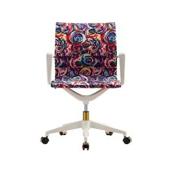 The Raynor Group Elizabeth Sutton Wynwood Fabric Swivel Task Chair, Multi Rose White Gold (K-ESWY-WHT-ROSE-GLD)