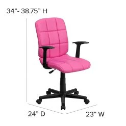 Flash Furniture Mid-Back Quilted Vinyl Task Chair With Nylon Arms, Pink -Cheap The Flex Chair Store unnamed file 4547
