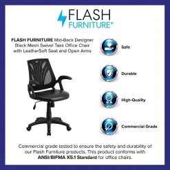 Flash Furniture Mid-Back Mesh Swivel Task Chair With Leather Padded Seat, Black (GOWY82LEA) -Cheap The Flex Chair Store unnamed file 4559