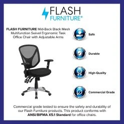 Flash Furniture Mid-Back Black Mesh Swivel Task Chair, Triple Paddle Control, Height-Adjustable Arms -Cheap The Flex Chair Store unnamed file 4572
