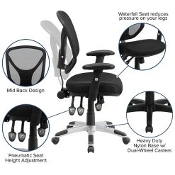 Flash Furniture Mid-Back Black Mesh Swivel Task Chair, Triple Paddle Control, Height-Adjustable Arms -Cheap The Flex Chair Store unnamed file 4574