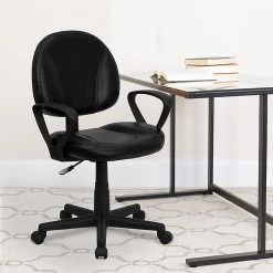 Flash Furniture Mid Back Leather Ergonomic Task Chair With Arms, Black (BT688BKA) -Cheap The Flex Chair Store unnamed file 4592