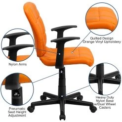 Flash Furniture Mid-Back Quilted Vinyl Task Chair With Nylon Arms, Orange -Cheap The Flex Chair Store unnamed file 4610