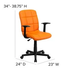 Flash Furniture Mid-Back Quilted Vinyl Task Chair With Nylon Arms, Orange -Cheap The Flex Chair Store unnamed file 4611