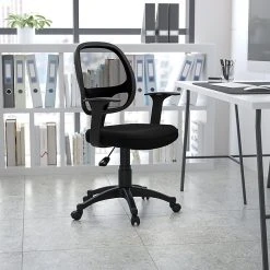 Flash Furniture LFW118ABK Mesh Mid-Back Task Chair With Fixed Arms, Black -Cheap The Flex Chair Store unnamed file 4754