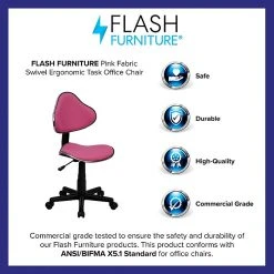 Flash Furniture Fabric Ergonomic Task Chairs With Chrome Metal Band Accent (BT699PINK) -Cheap The Flex Chair Store unnamed file 4792