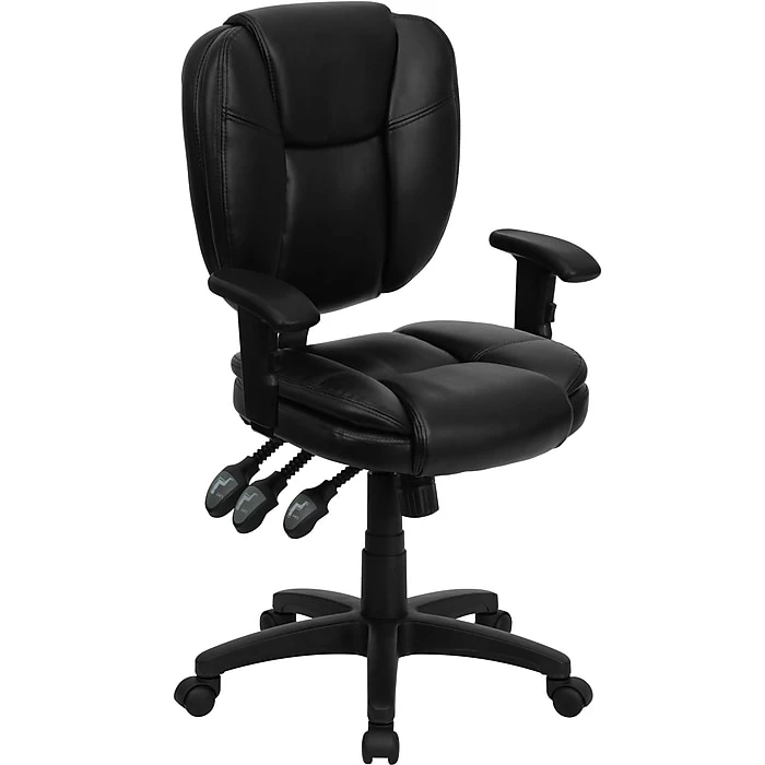 Flash Furniture Leather/Faux Leather Task Chair, Black (GO-930F-BK-LEA-ARMS-GG) 3 Flash Furniture Leather/Faux Leather Task Chair, Black (GO-930F-BK-LEA-ARMS-GG)