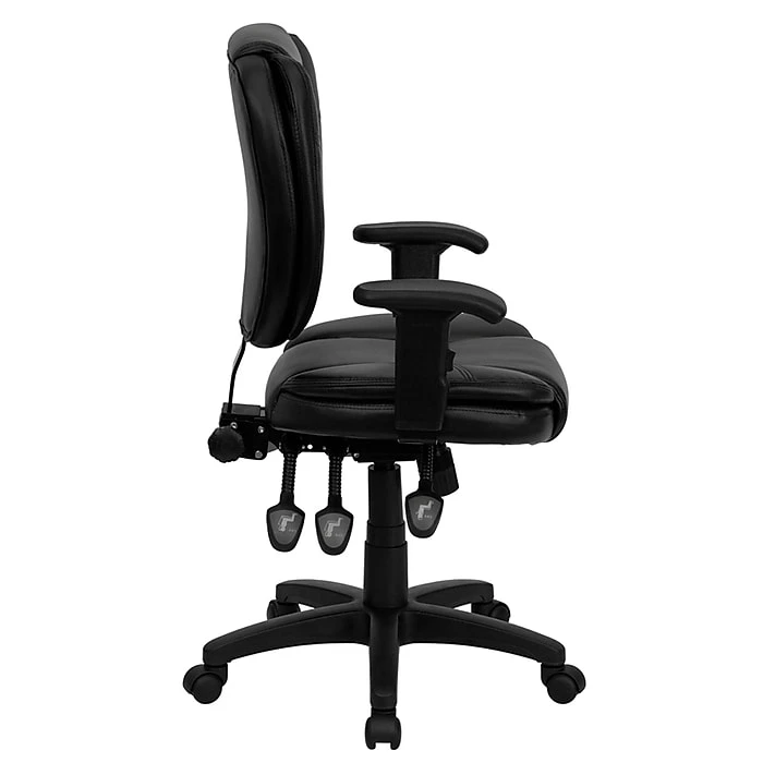 Flash Furniture Leather/Faux Leather Task Chair, Black (GO-930F-BK-LEA-ARMS-GG) 7 Flash Furniture Leather/Faux Leather Task Chair, Black (GO-930F-BK-LEA-ARMS-GG) - Image 5