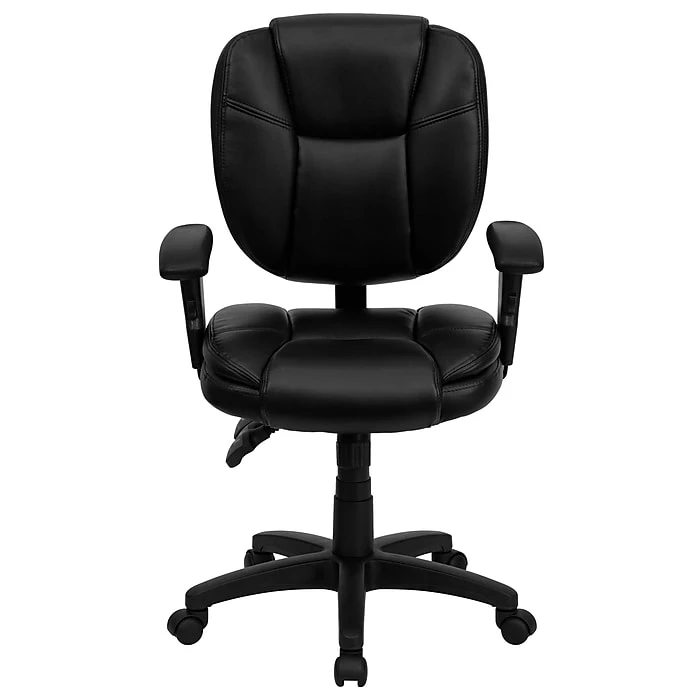 Flash Furniture Leather/Faux Leather Task Chair, Black (GO-930F-BK-LEA-ARMS-GG) 8 Flash Furniture Leather/Faux Leather Task Chair, Black (GO-930F-BK-LEA-ARMS-GG) - Image 6